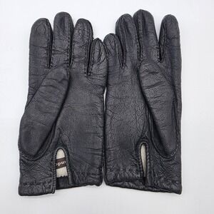 Grandoe Black Leather Gloves Sz S Acrylic Lined Classic